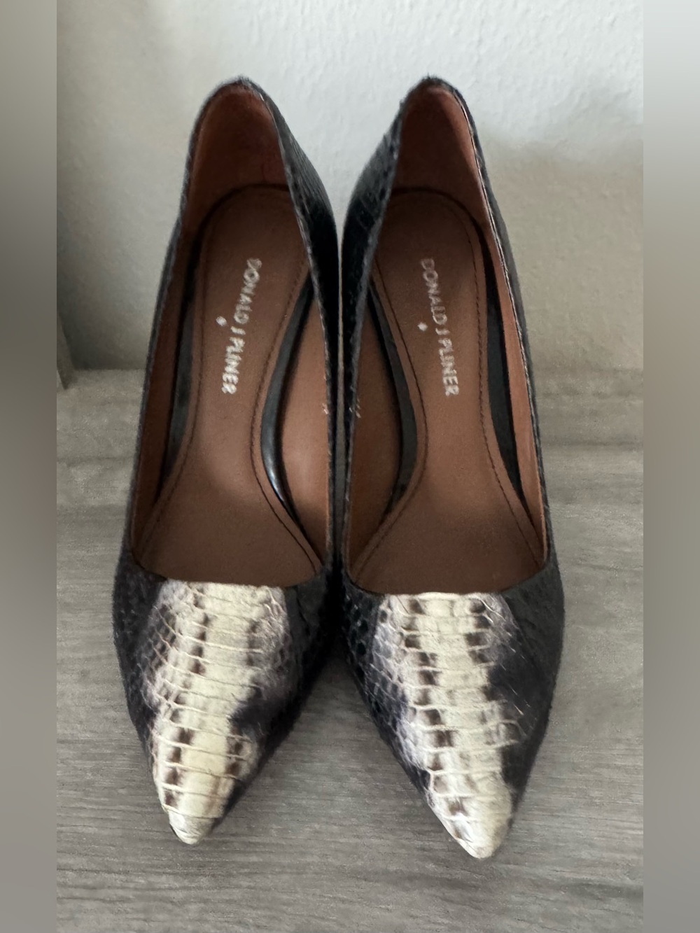 Donald J. Pliner Women’s Leather & Snakeskin Pumps – Size 7.5, Made in Spain